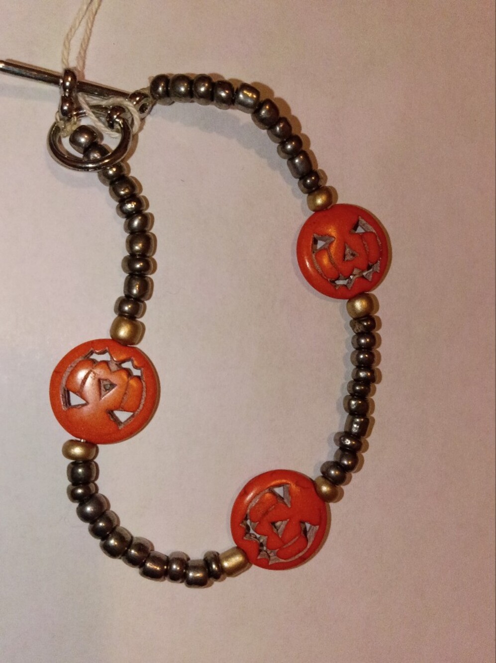 Handcrafted Orange Pumpkin Bead Bracelet - Women's Jewelry